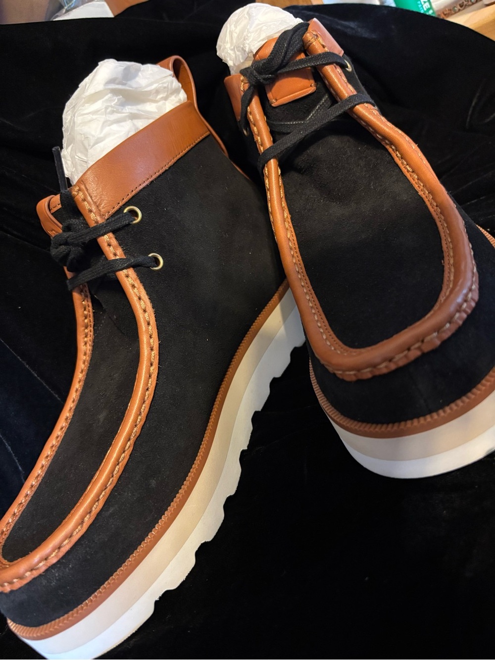 Coach Black and Brown Suede Men’s Chukka Boots with White Lug Sole